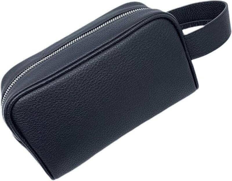 Classic Milano Men's Genuine Leather Clutch Bag Travel Toiletry Bag Cosmetics Pouch Clutch Hand Bag for Unisex